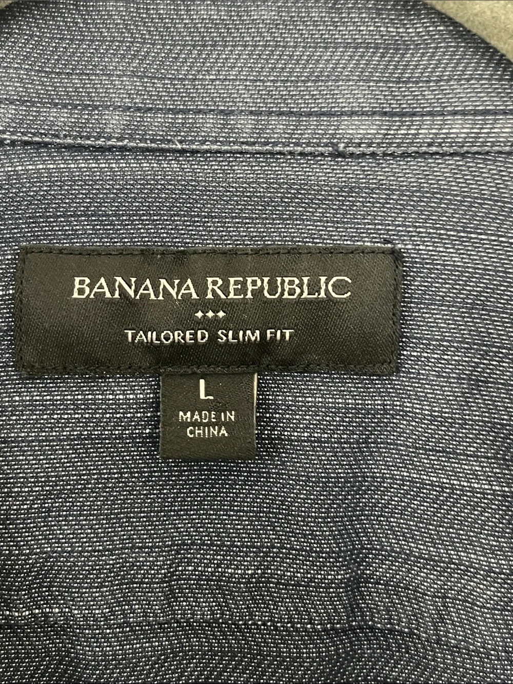 Banana Republic Men’s L Tailored Slim Fit Blue Gray Textured Button Down Shirt